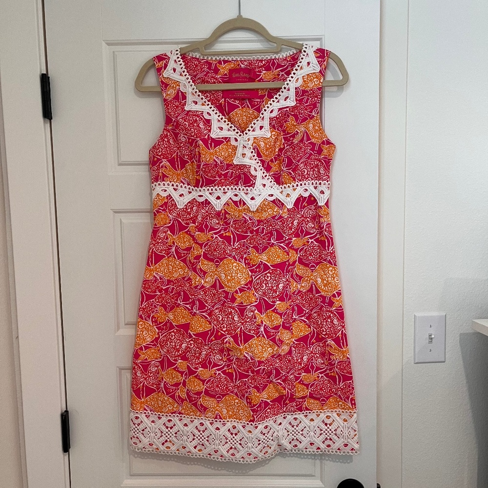 Lilly Pulitzer Shift Dress, Pink/Orange Size 4. Jubilee Collection EUC